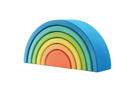 Kleine houten regenboog blauw van Ocamora