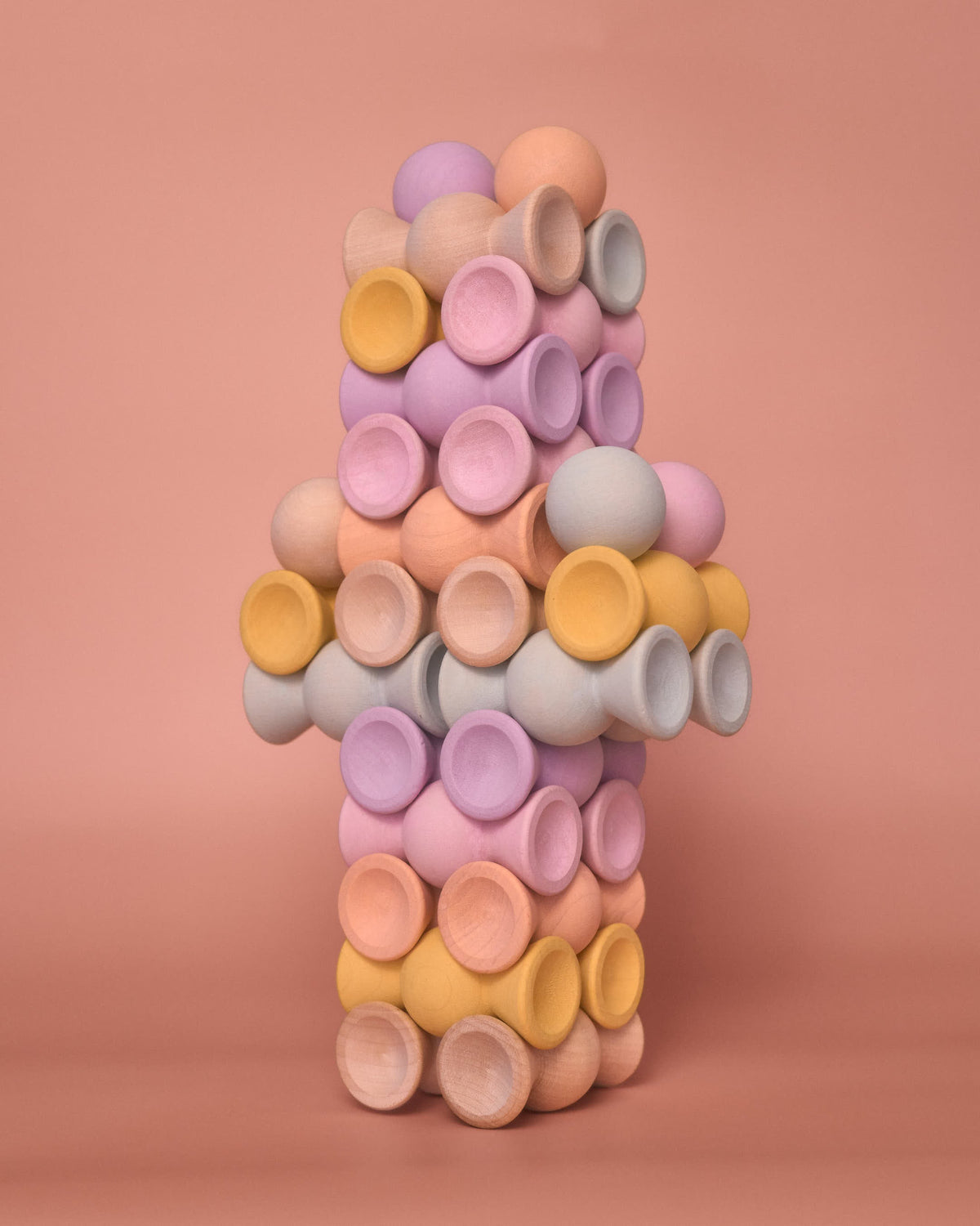 Chill Pepper Sweets Peachy Pastels, hoge stapeling van houten snoepjes