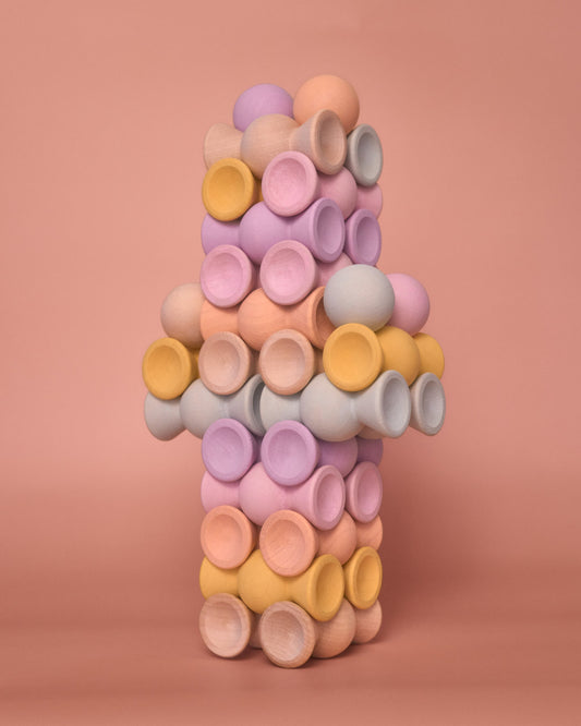 Chill Pepper Sweets Peachy Pastels, hoge stapeling van houten snoepjes