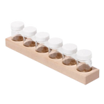 Mercurius houten verfpotjeshouder met glazen verfpotjes van 50 ml