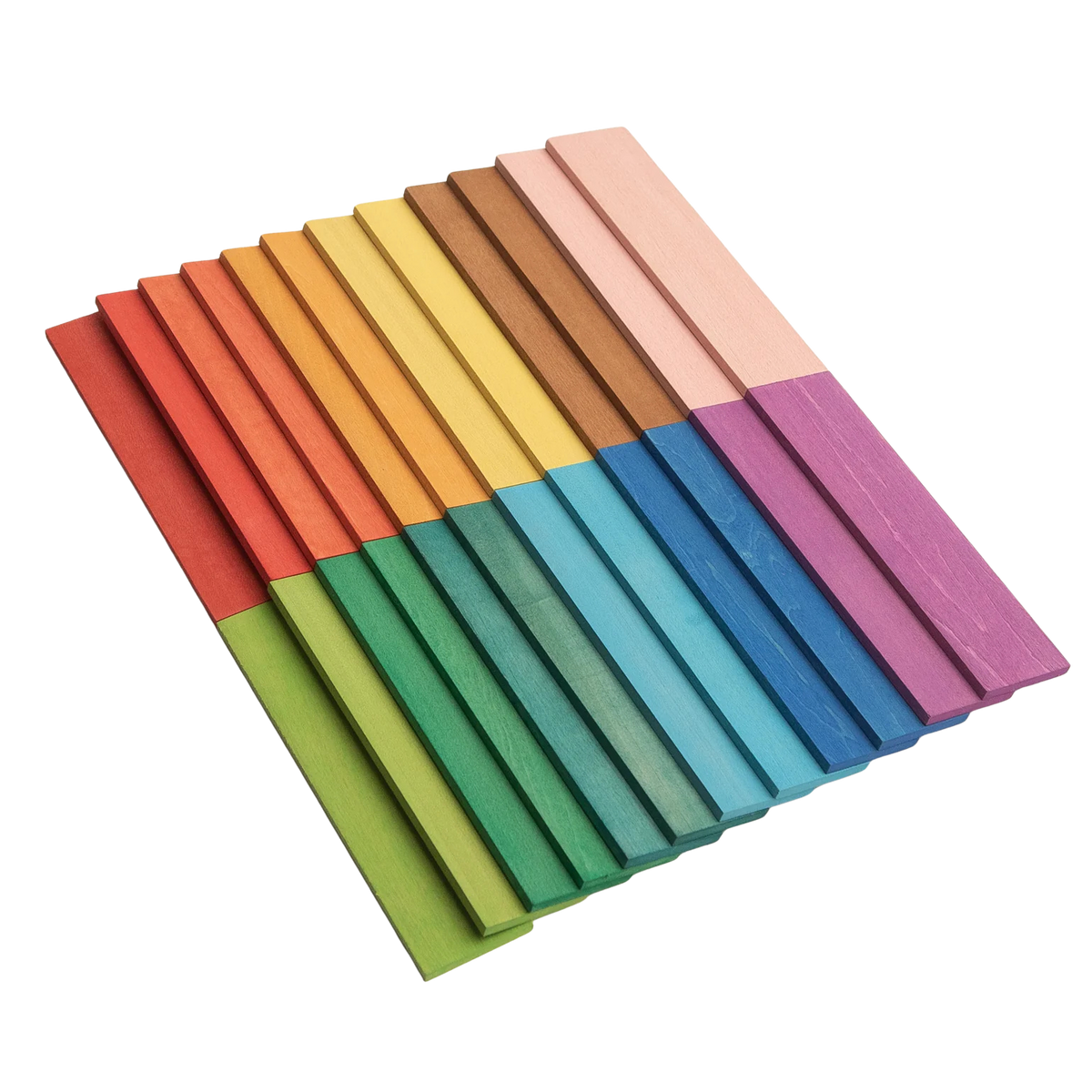 Platte houten blokken, regenboog kleuren 24-delig, AVDAR