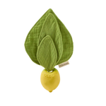 Oli&Carol mini doudou-bijtring Lou the Lemon met mousseline blad