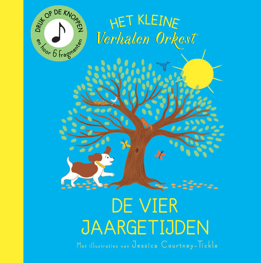 Christofoor kartonboek De Vier Jaargetijden met geluidsknopjes en illustraties van een meisje en een hond