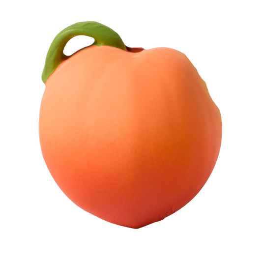 Oli&Carol bijtring Palm Peach, vorm van een doorgesneden perzik achterkant