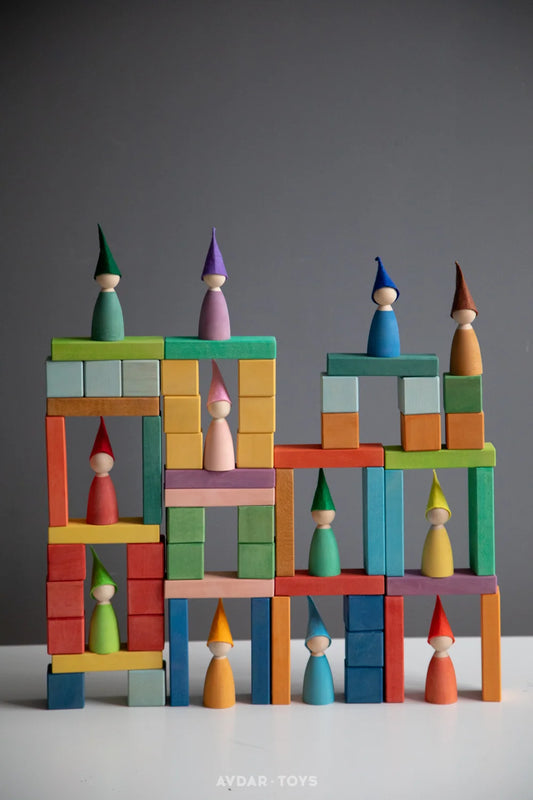 Houten Bricks & blocks in regenboogkleuren, 30-delig, AVDAR