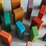 Houten brick blocks, regenboog kleuren, 24-delig, AVDAR