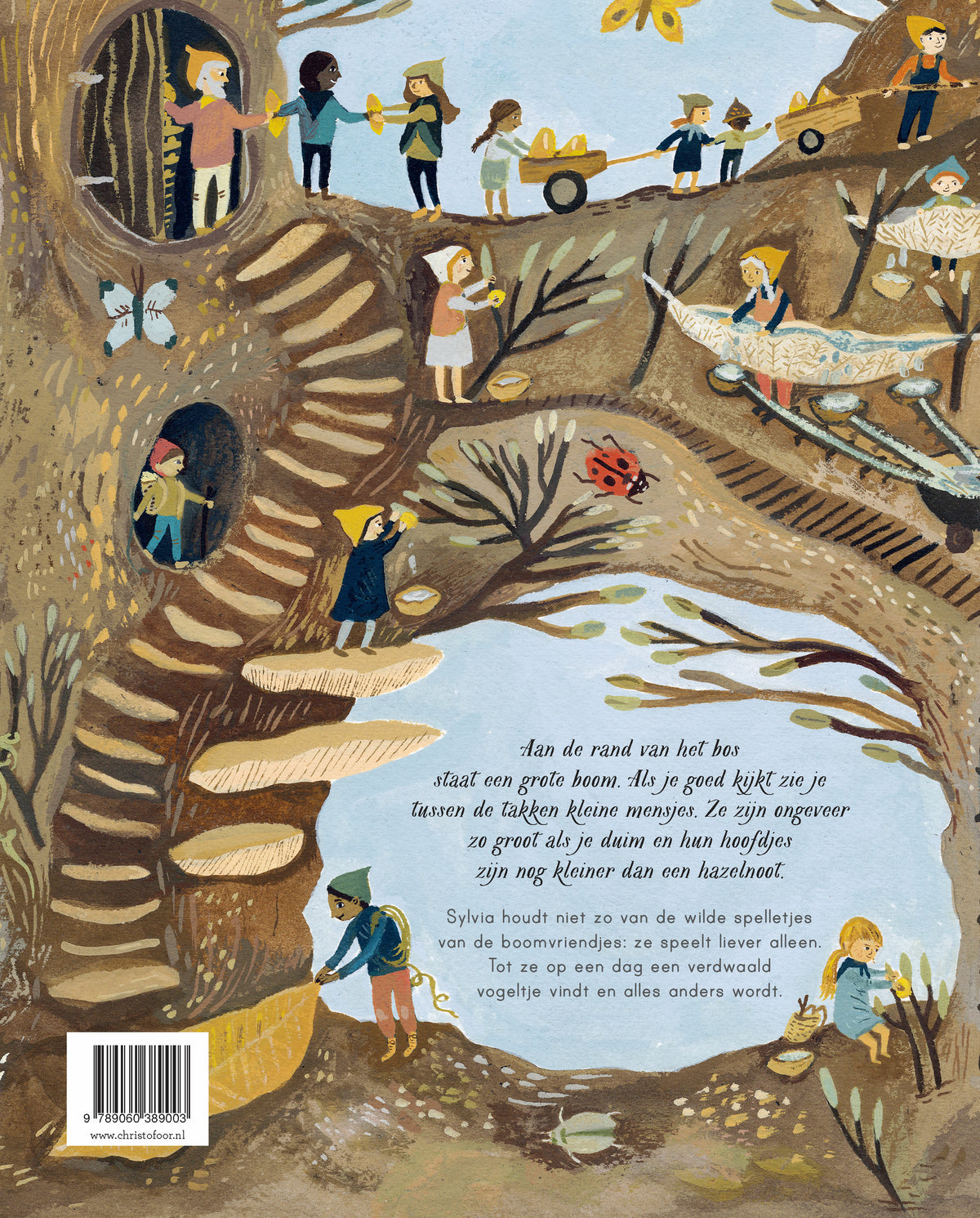 Achterkant van Sylvia en Sief met illustratie van de boomvriendjes