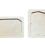 Naturel houten A5 wissellijst met afgeeckte hoeken van Treasure-box. Staand en liggend