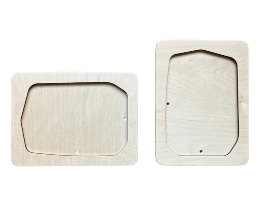 Naturel houten A5 wissellijst met afgeeckte hoeken van Treasure-box. Staand en liggend