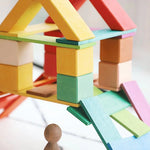 Platte houten blokken, regenboog kleuren 24-delig, AVDAR
