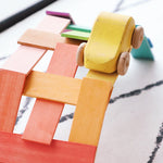 Platte houten blokken, regenboog kleuren 24-delig, AVDAR