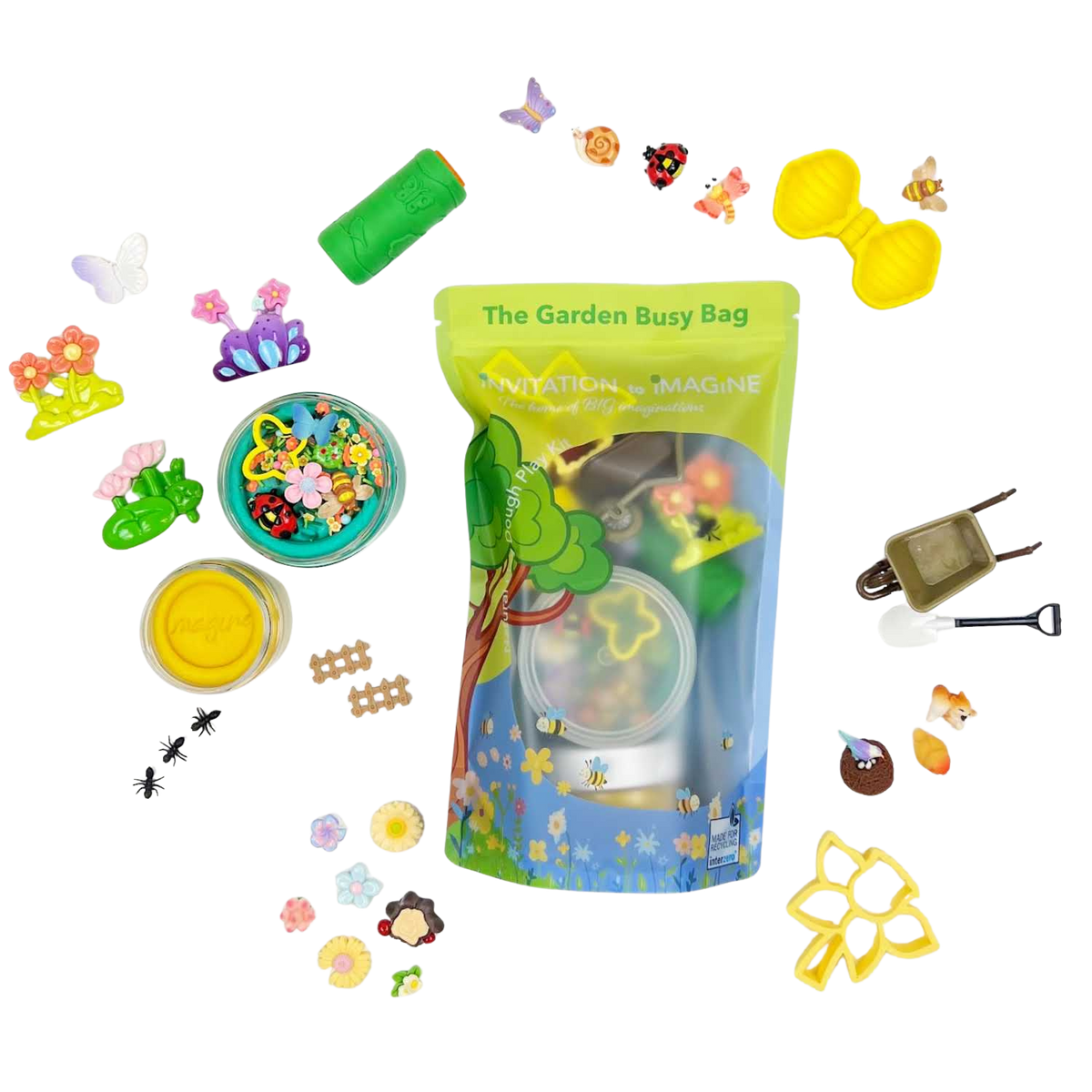 The Garden Busy Bag van Invitation to Imagine, verpakking met tuinaccessoires