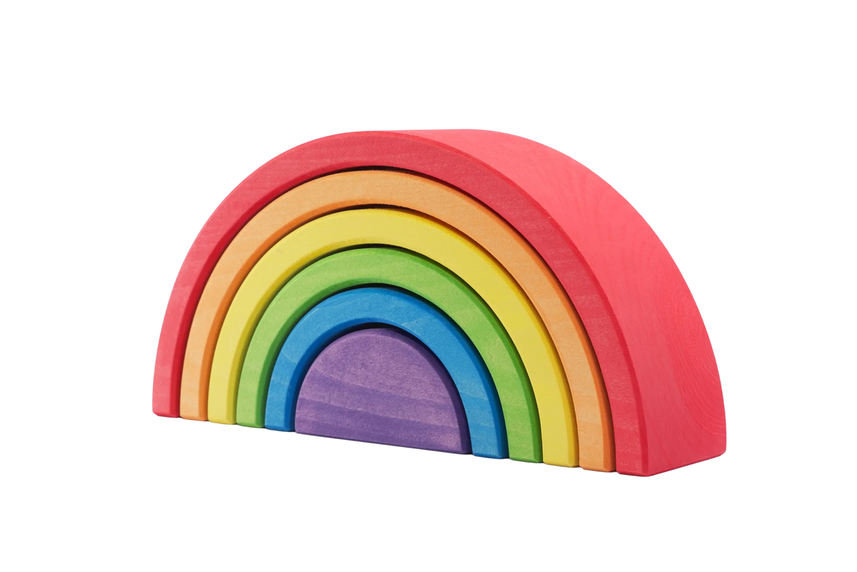 Kleine rode houten regenboog van Ocamora met 6 losse bogen