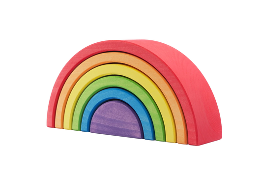 Kleine rode houten regenboog van Ocamora met 6 losse bogen