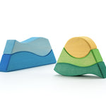 Houten stapel berg blauw, Ocamora