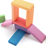 Houten regenboog bouwplanken groot, 12-delig, Ocamora