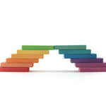 Houten regenboog bouwplanken groot, 12-delig, Ocamora