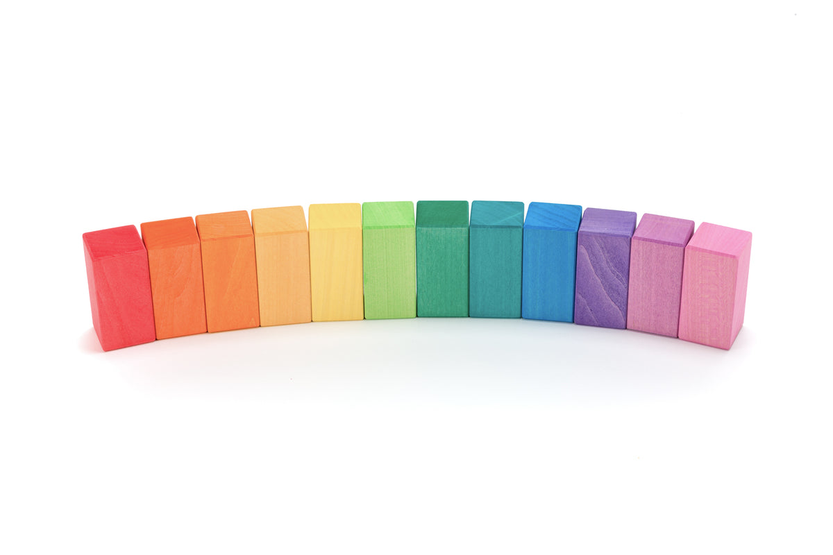 Rechthoekige houten blokken regenboog, 12-delig, Ocamora