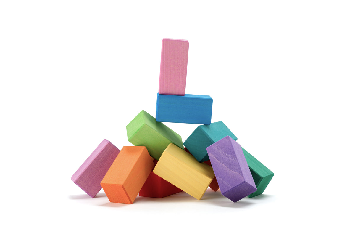 Rechthoekige houten blokken regenboog, 12-delig, Ocamora