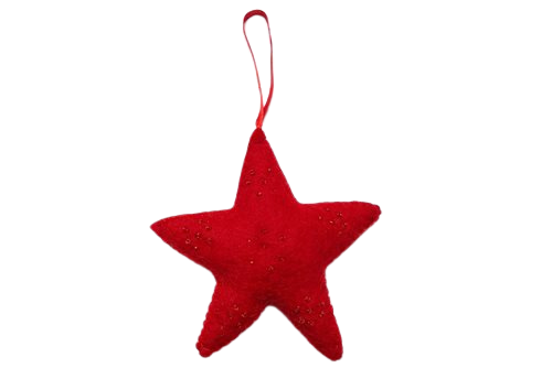 Gamcha vilten kerstornament, rode ster