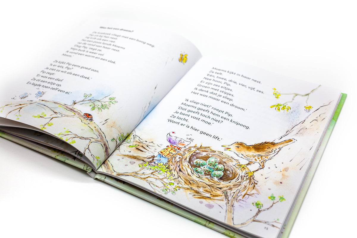 Inkijkpagina van Pip past op met een vogelnest