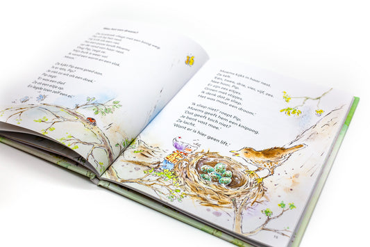 Inkijkpagina van Pip past op met een vogelnest