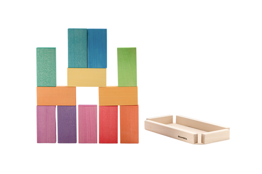 Rechthoekige houten blokken regenboog, 12-delig, Ocamora
