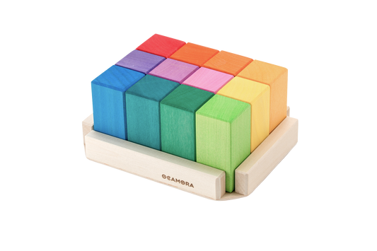 Rechthoekige houten blokken regenboog, 12-delig, Ocamora