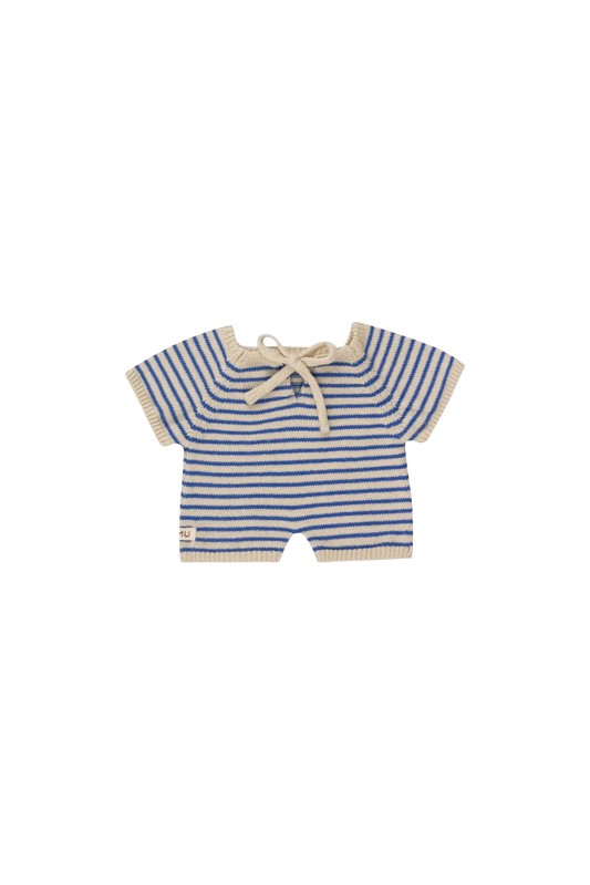 Onesie voor Gommu-pop, Franse strepen zand/blauw | Gommu