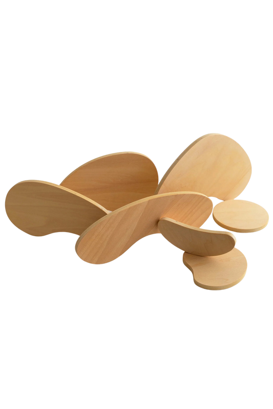 Abstracte bouwblokken, naturel hout, 7-delig, AVDAR
