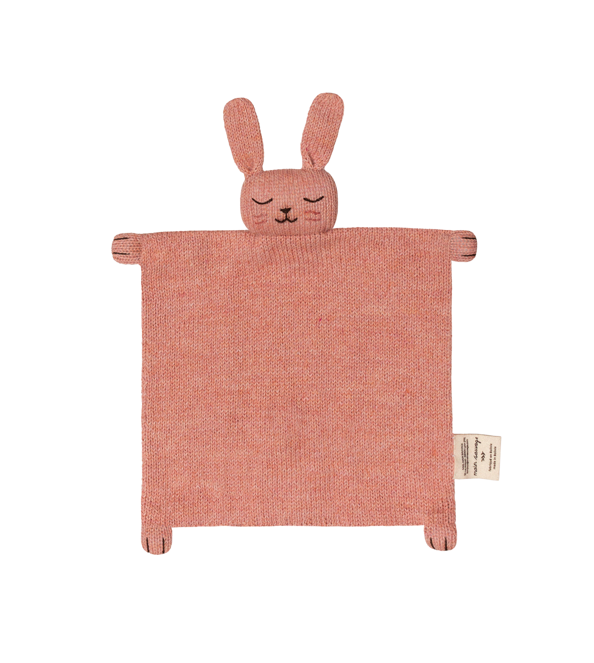 Knuffeldoekje konijn roze, Main Sauvage