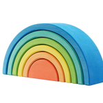 Kleine blauwe houten regenboog van Ocamora met 6 losse bogen