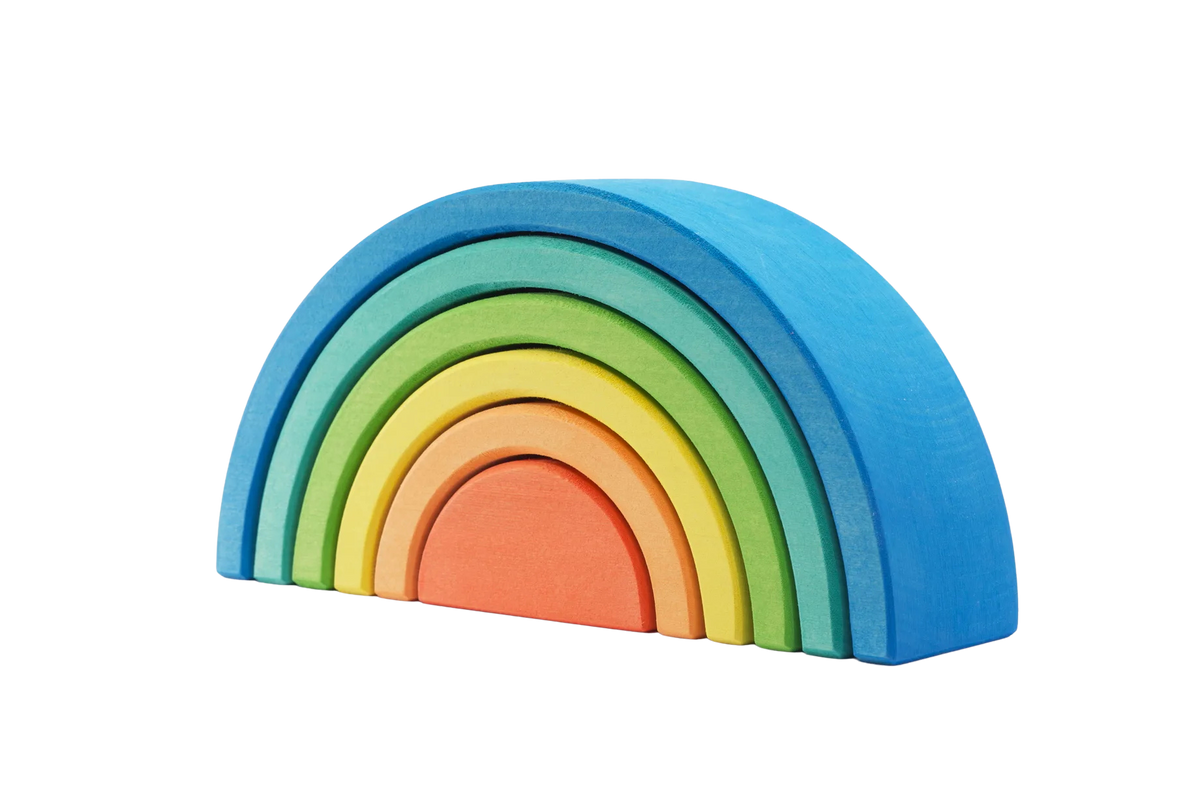 Kleine blauwe houten regenboog van Ocamora met 6 losse bogen
