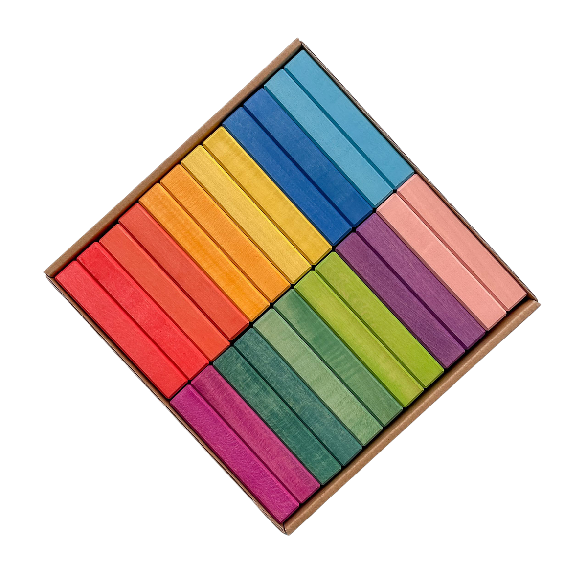 Houten brick blocks, regenboog kleuren, 24-delig, AVDAR