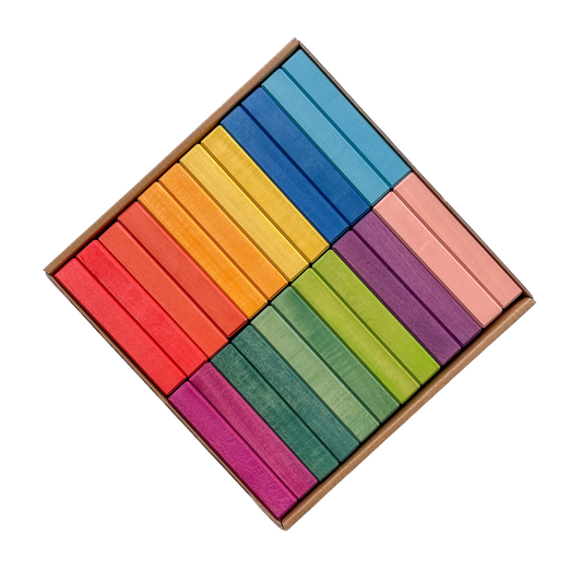 Houten brick blocks, regenboog kleuren, 24-delig, AVDAR