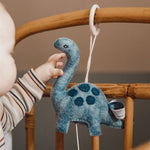 Muziekmobile dinosaurus vilt, blauw | Gamcha