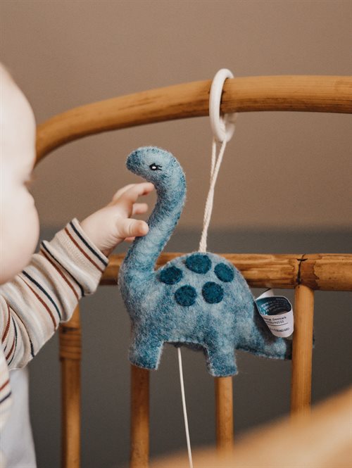 Muziekmobile dinosaurus vilt, blauw | Gamcha