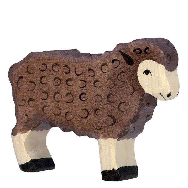 Holztiger houten schaap staand, zwart