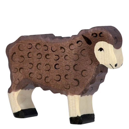 Holztiger houten schaap staand, zwart