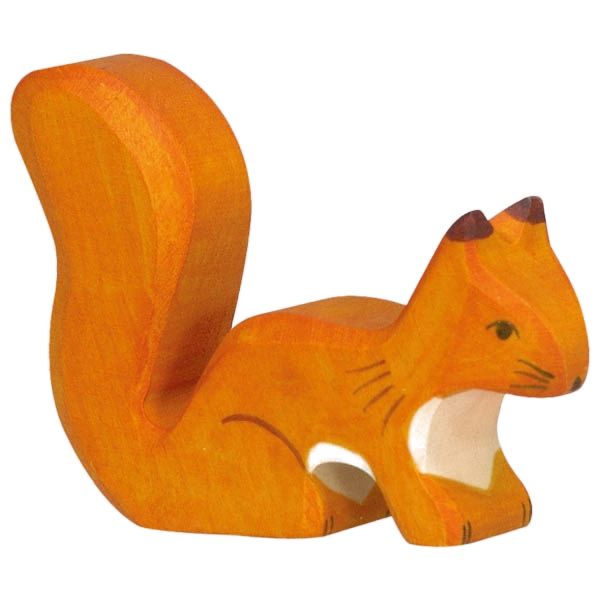 Holztiger houten eekhoorn staand, oranje
