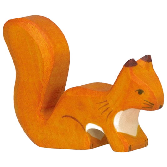Holztiger houten eekhoorn staand, oranje