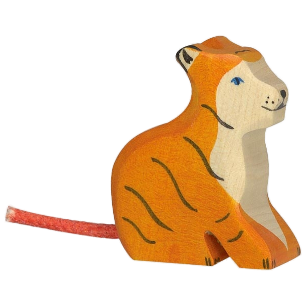 Holztiger houten tijger, klein, zittend