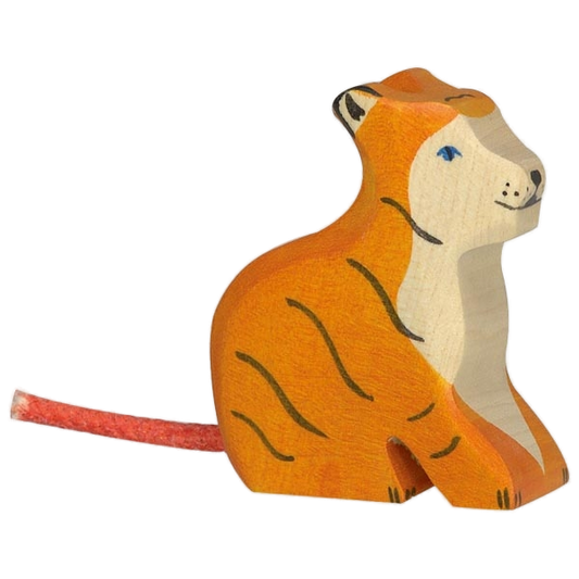 Holztiger houten tijger, klein, zittend