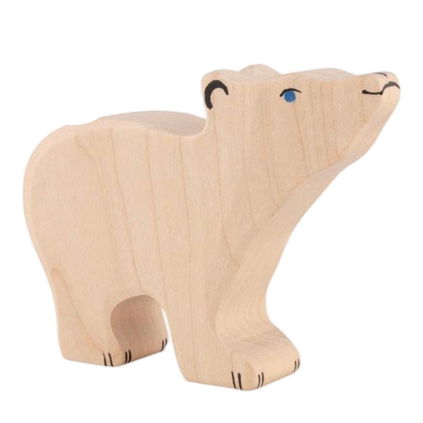 Holztiger houten ijsbeer, klein, kop omhoog