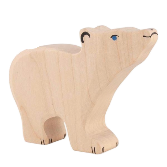 Holztiger houten ijsbeer, klein, kop omhoog