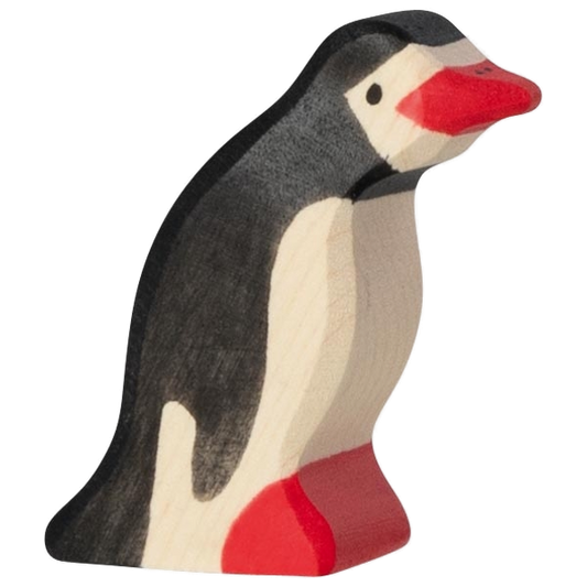Holztiger houten pinguïn, klein, kop vooruit