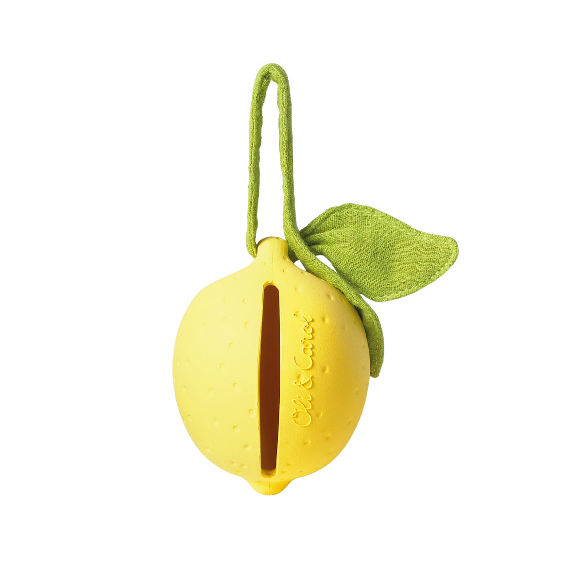 Oli&Carol speenkokertje Lou the Lemon, citroenvorm met mousseline blad