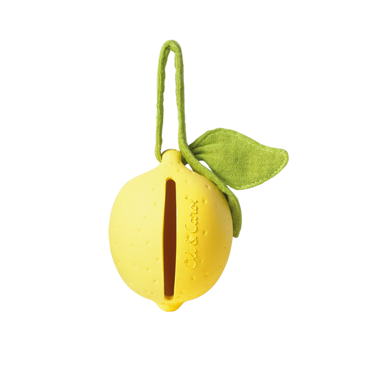 Oli&Carol speenkokertje Lou the Lemon, citroenvorm met mousseline blad