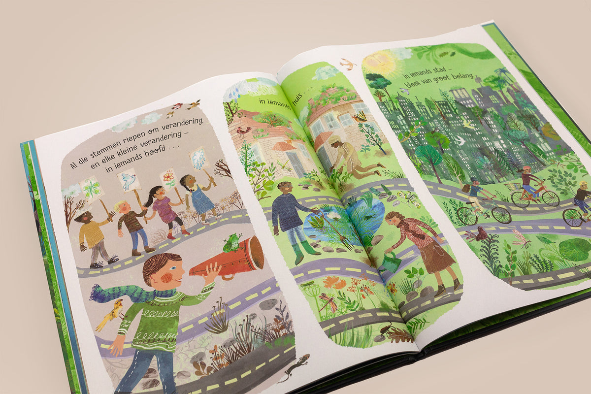 Inkijkpagina van De Wildernis met kinderen die opkomen voor de natuur