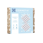 Twee transparante magnetische basisplaten van CONNETIX van 30 x 30 cm in doos